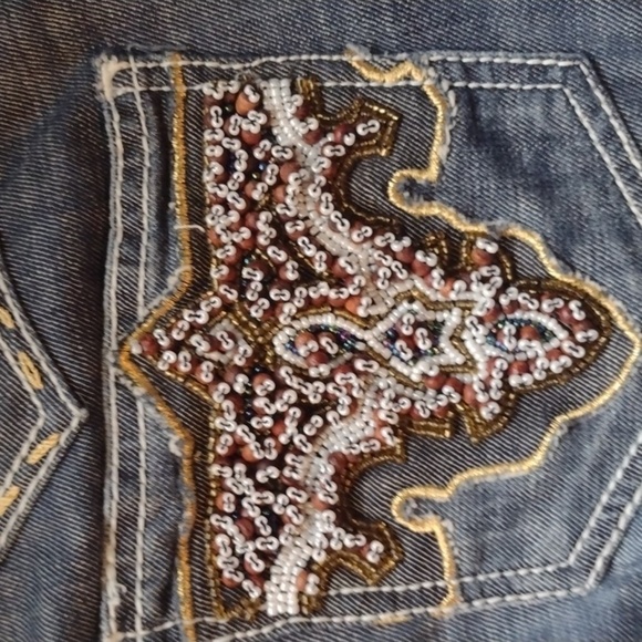 ANTIK denim beaded jeans Y2k style embellished size 29 light distressing Bootcut - Picture 13 of 16